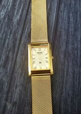 Vintage Rectangular Tank Gorgeous Champaign Dial Milanese band Mens Watch picture