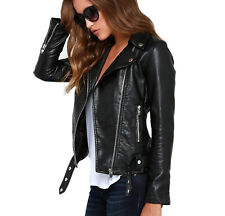 Women's Jacket Genuine Lambskin Leather Black Motorcycle Slim fit Designer Biker picture