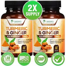 Turmeric Curcumin with Ginger and BioPerine 1950mg Triple Strength Capsules, 2pk picture