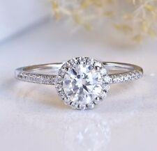 1.25ct VVS1 Moissanite Round Halo Engagement Ring Sterling Silver Sz 4.5-9 S16F picture