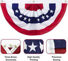 4 Pack USA Pleated Fan Flag 3X6 Feet American US Bunting Flags Half Fan Banner picture