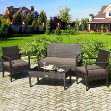 Costway 4PCS Outdoor Patio Rattan Furniture Set Cushioned Sofa Coffee Table Deck picture