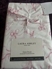 Laura Ashley Set Of 2 Standard Pillowcases Trailing Bows White With Pink NIP NEW picture