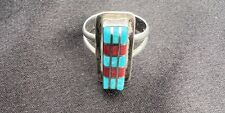 Vintage Native American multi stone inlay Sterling Silver Ring Hallmarked FA picture