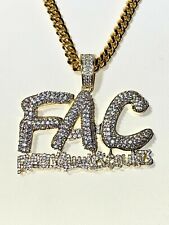 FAC Family Always Counts Men's 14k Gold F Pendant Charm 6mm Miami Cuban Chain picture