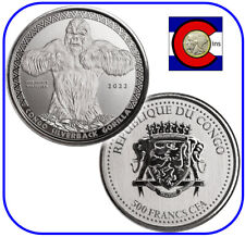 2022 Republic of Congo Prooflike Silverback Gorilla 1 oz Silver Coin in capsule picture