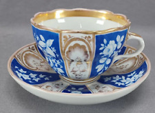 KPM Berlin White Floral Cobalt & Gold For the Golden Wedding Cup & Saucer C.1859 picture