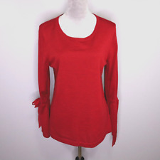 rsvp By Talbots Red Merino Wool Sweater Size Large Womens Bell Sleeves w Ties picture