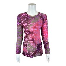 LOGO by Lori Goldstein Knit Tie-Dyed Jacquard Long Sleeves Top Purple Small Size picture