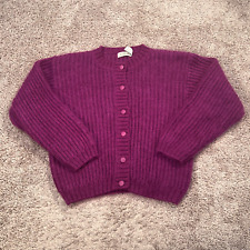 Vintage LL Bean Cardigan Womens Large Purple Pink Sweater Mohair Wool Cotton picture