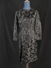 VINTAGE 1960s Womans Dress Size 4 Black Damask Silky Long Sleeve Wiggle Pencil picture