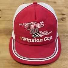 Vintage Winston Cup Hat Cap Trucker Auto Works 500 1989 Red Made USA picture