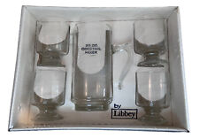 Vintage Libbey 5pc Cocktail Set Lipped Mixer & 4 Footed Glasses Factory Sealed picture