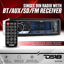 DS18 1-Din Mechless Bluetooth Radio Car Stereo Audio AUX/FM/SD/MP3 Player Remote picture