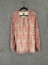 TALBOTS Blouse Womens XL Red Floral Print Balloon Sleeve Sheer Lightweight picture
