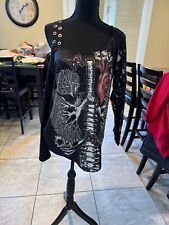 Gothic Women's Black Lacy Sleeve With Red Heart Accent Size L Rose Gal Strap picture