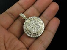 2.00Ct Round Real Moissanite Cluster Circle Pendant 14K Yellow Gold Pated Silver picture