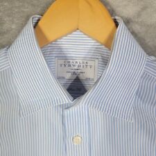 Charles Tyrwhitt Shirt Mens 15.5 - 35 Slim Fit Non-Iron Blue White Striped picture