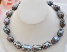 15-22mm Huge Black Natural South Sea Keshi Baroque Pearl Necklace 18'' picture