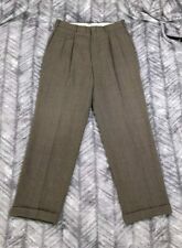 Vintage LL Bean Mens 33x33 Chevron Herringbone Worsted Wool Pants Pleated Cuffed picture