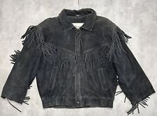 Vintage Wilsons Suede Leather Jacket EL Black Fringe Western Motorcycle picture