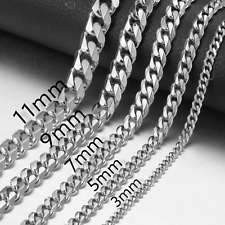 Stainless Steel Cuban Curb Chain Unisex Hip Hop Jewelry 3/5/7/9/11mm Size 16-24” picture