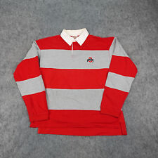 Vintage Ohio State Buckeyes Shirt Mens Large Gray Striped Rugby Polo Long Sleeve picture