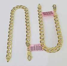 Real 14k Yellow Gold Bracelet Cuban Curb link 7mm 8