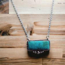 Beautiful necklace.Southwest Handmade Turquoise 925 Sterling Silver Bar Necklace picture