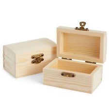 12 Pack Unfinished Wooden Boxes for Crafts, Treasure Chest with Lid and Clasp picture