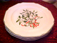 Mikasa ~ SALE ~ NWT~ Holiday MISTLETOE ~ 3 Salad Plates Antique White ~ NOS~ HTF picture