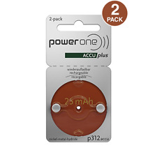 Power One ACCU Plus Size 312 p312 Rechargeable Hearing Aid Batteries EXP02/24 picture