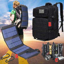 80W Solar Panel Folding Power Bank USB Charger Camping 45L Backpack Survival Kit picture