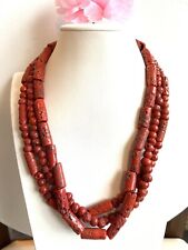Stunning Vintage 3 strand Tribal handmade Coral necklace from Nepal 20”inch long picture