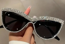 Vintage style cat eye sunglasses bling Rhinestone Black Bling Sparkly picture