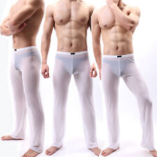 US Mens Mesh Yoga Pants See Through Pajama Nightwear Sleep Bottoms Long Trousers picture