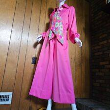 Vtg 60s Pepto Bismol Pink Wide leg Palazzo Balloon Sleeve Blouse Jumpsuit XS/S picture