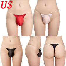 US Mens Sheer Mesh Thongs Pouch Panties Low Rise Underwear G-string T-back Tanga picture