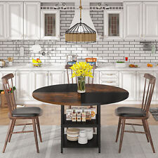 47’’ Round Dining Room Table w/ Storage, Farmhouse Breakfast Kitchen Table for 4 picture