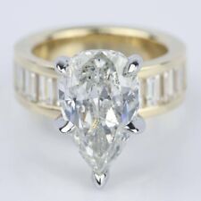 3.50Ct Pear Cut Moissanite Vintage Anniversary Gift Ring 14K Yellow Gold Plated picture