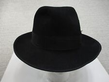 Vintage Dobbs Fifth Avenue Fedora Black Feather Wool 7-5/8 USA picture