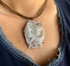 Cameo pendant Style Natural Woman & mermaid Italy hand sculpture picture