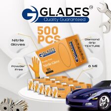 GLADES™ Orange Disposable Nitrile Gloves Heavy Duty 8 mill Diamond Grip 500 PCS picture
