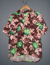 Vintage 1950s PENNEY'S Hawaiian Shirt BROWN 50s Floral Aloha Tiki Japan Made MD picture