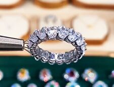 1.00 Ct x18 Round Cut Moissanite Engagement Wedding Eternity Ring S925 Silver picture