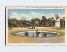 Postcard Scene In Public Garden Showing Washington Statue, Boston, Massachusetts picture