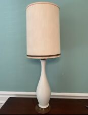 Vintage Mid Century Modern White Table Lamp W/ Shade picture
