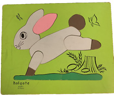 Holgate Vintage Wooden Puzzle Rabbit Bunnie Hare Pink Ear 10 PC READ picture