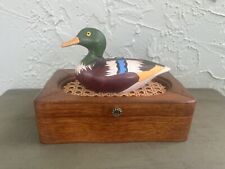 Vintage Wooden Jewelry Box with Mallard Duck on Top picture