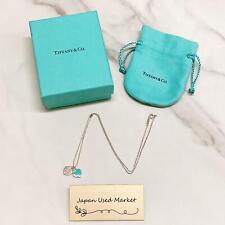 Tiffany & Co. Return to Mini Double Heart Necklace Enamel Blue Pendant Used Auth picture